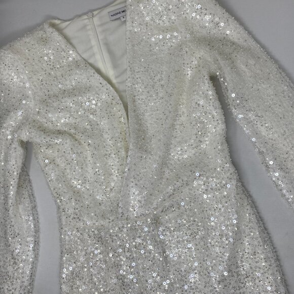 Nadine Merabi Leah White Sequin Dress Small - Picture 11 of 15